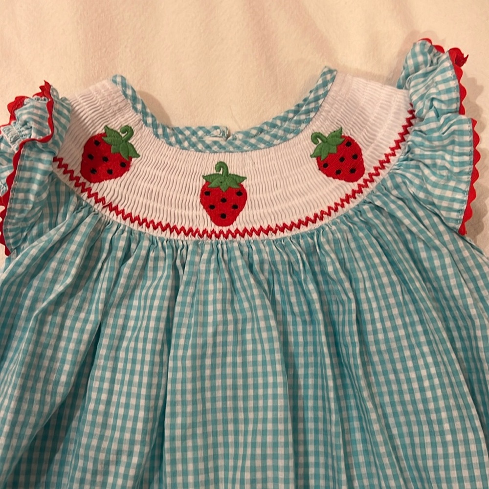 Strawberries Smocked bishop dress